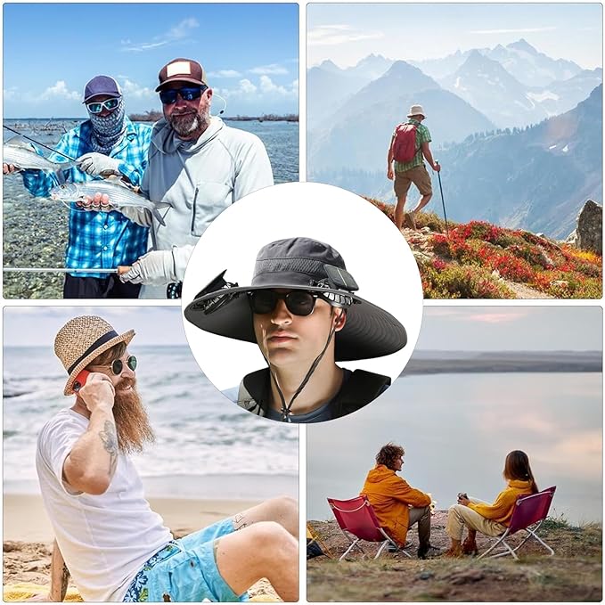 Solar Cooling Hat 2025 – 2 Fans, Adjustable Visor & Sweat-Absorbent, 30-Day Warranty