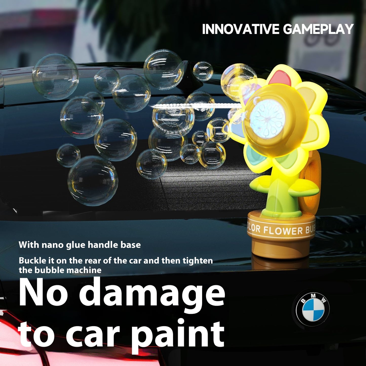 Car Rear Sunflower Bubble Maker with Head Movement