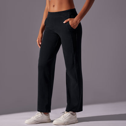 High-Waist Corduroy Ribbed Straight-Leg Yoga Pants – 9/10 Length