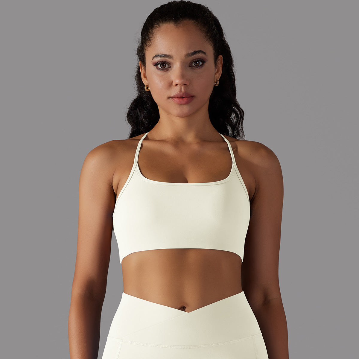 Brushed Nylon Cross-Back Sports Bra