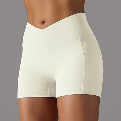 Double-Brushed Nylon V-Waist Pocket Yoga Shorts – 3-Inch Fit