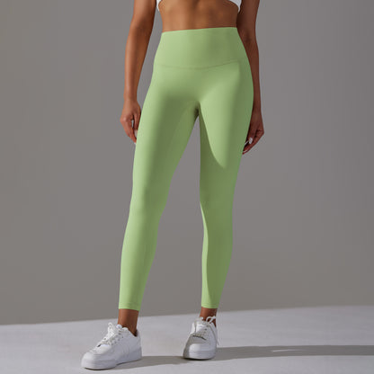 Seamless Double-Brushed Barely-There Yoga Leggings – High-Waist Peach Lift