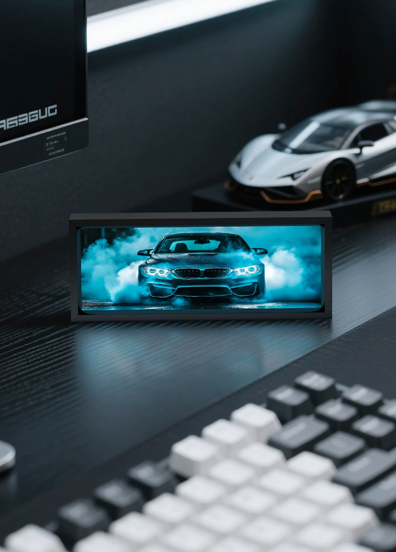 Luxury aluminum car decal lamp-led sound bar & ambient light for Office/PC desk, racing car Wall art decor