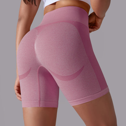 Seamless Knit High-Waist Moon Detail Peach Lift Yoga Shorts – 3-Inch Fit