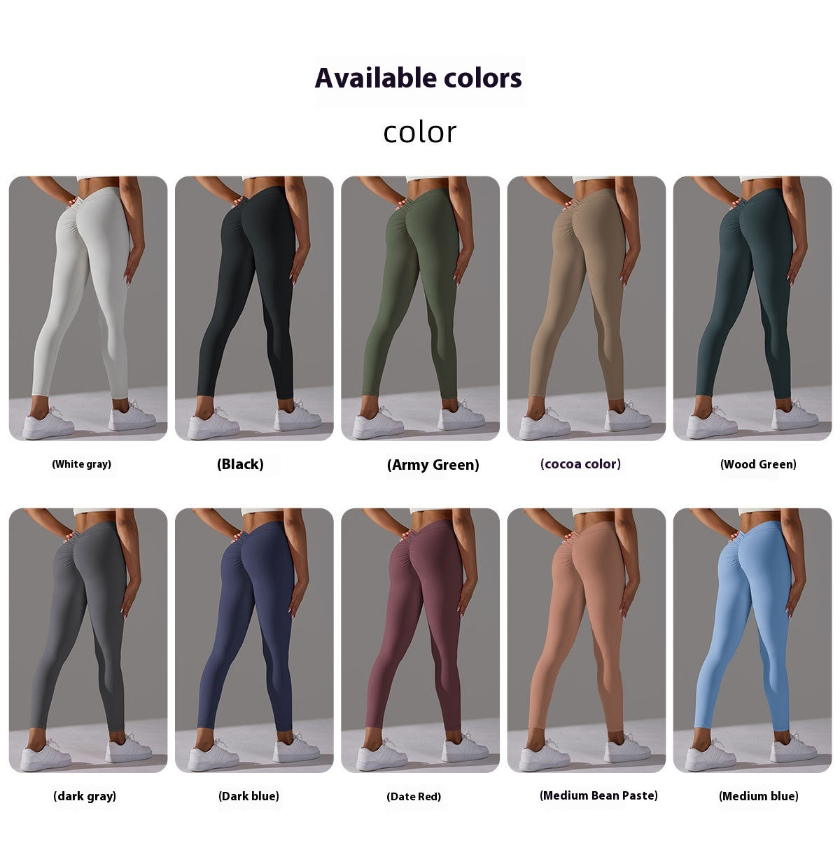 Brushed V-Waist Ruched Peach Lift Yoga Leggings – 9/10 Length