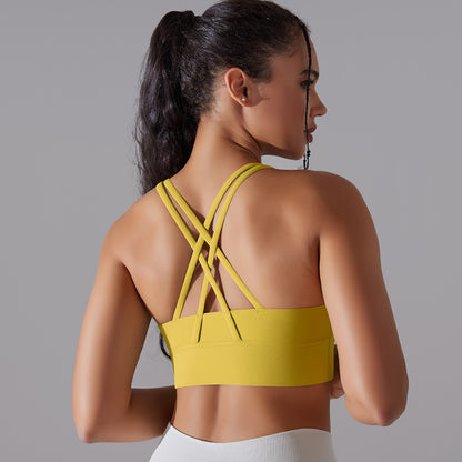 Double-Brushed Cross-Back Shockproof Sports Bra