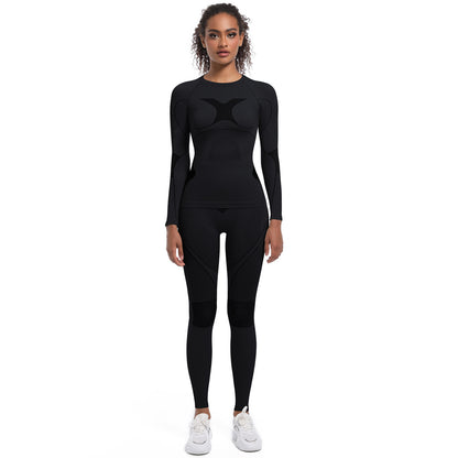 Seamless High-Stretch Long Sleeve Ski & Yoga Set for Women