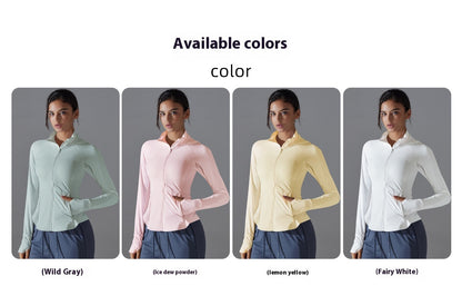 Ice Silk Cooling Long Sleeve Yoga Top – Breathable Summer Jacket