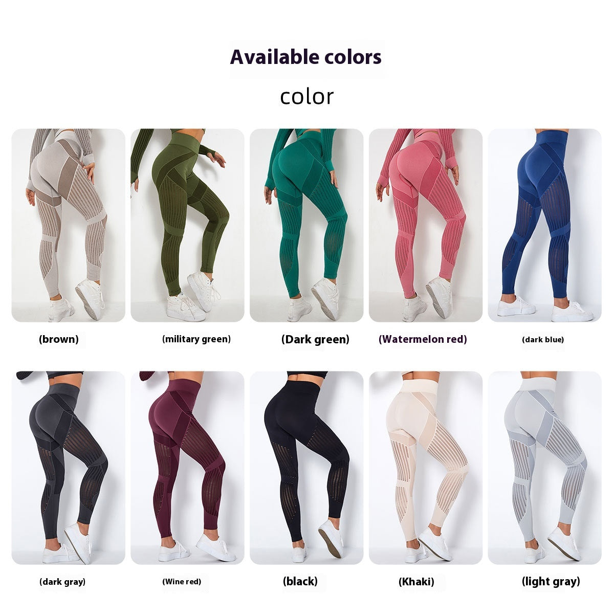 Seamless Ribbed Stripe Yoga Leggings – Moisture-Wicking & Breathable