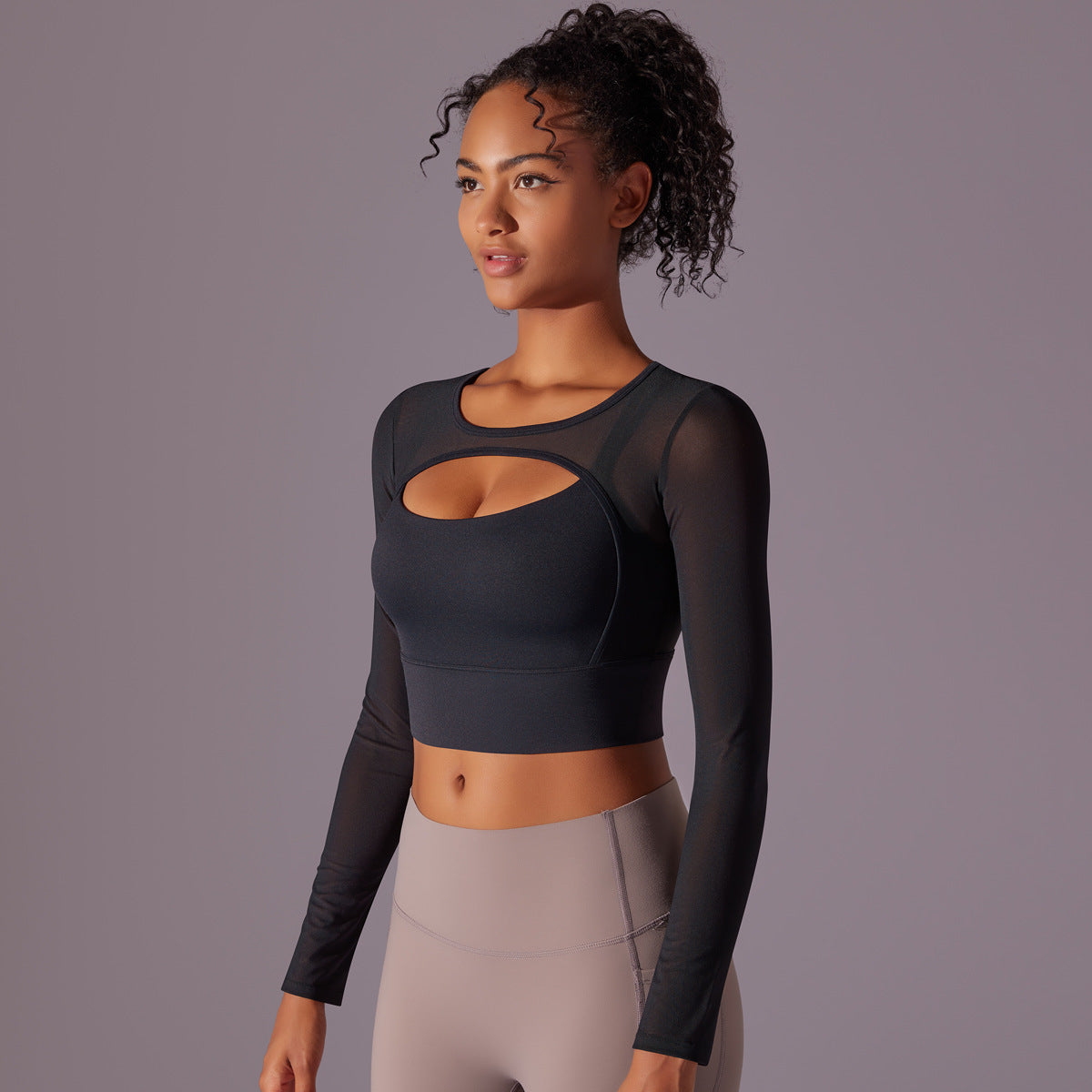 Mesh Long-Sleeve Yoga Top