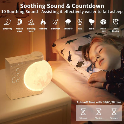 Lunar Glow 3-in-1 Sleep Aid – Mood Light + Smart Alarm + Music Playback via Bluetooth