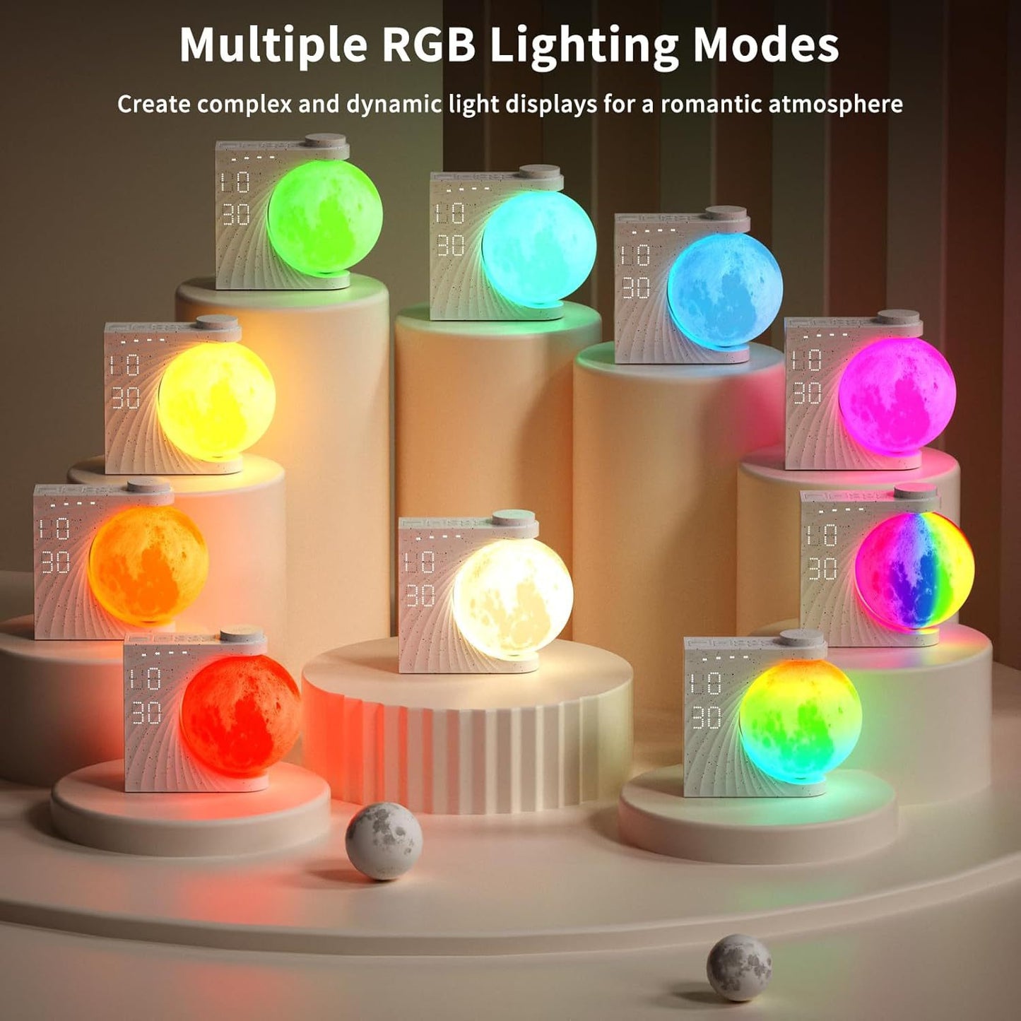 Lunar Glow 3-in-1 Sleep Aid – Mood Light + Smart Alarm + Music Playback via Bluetooth
