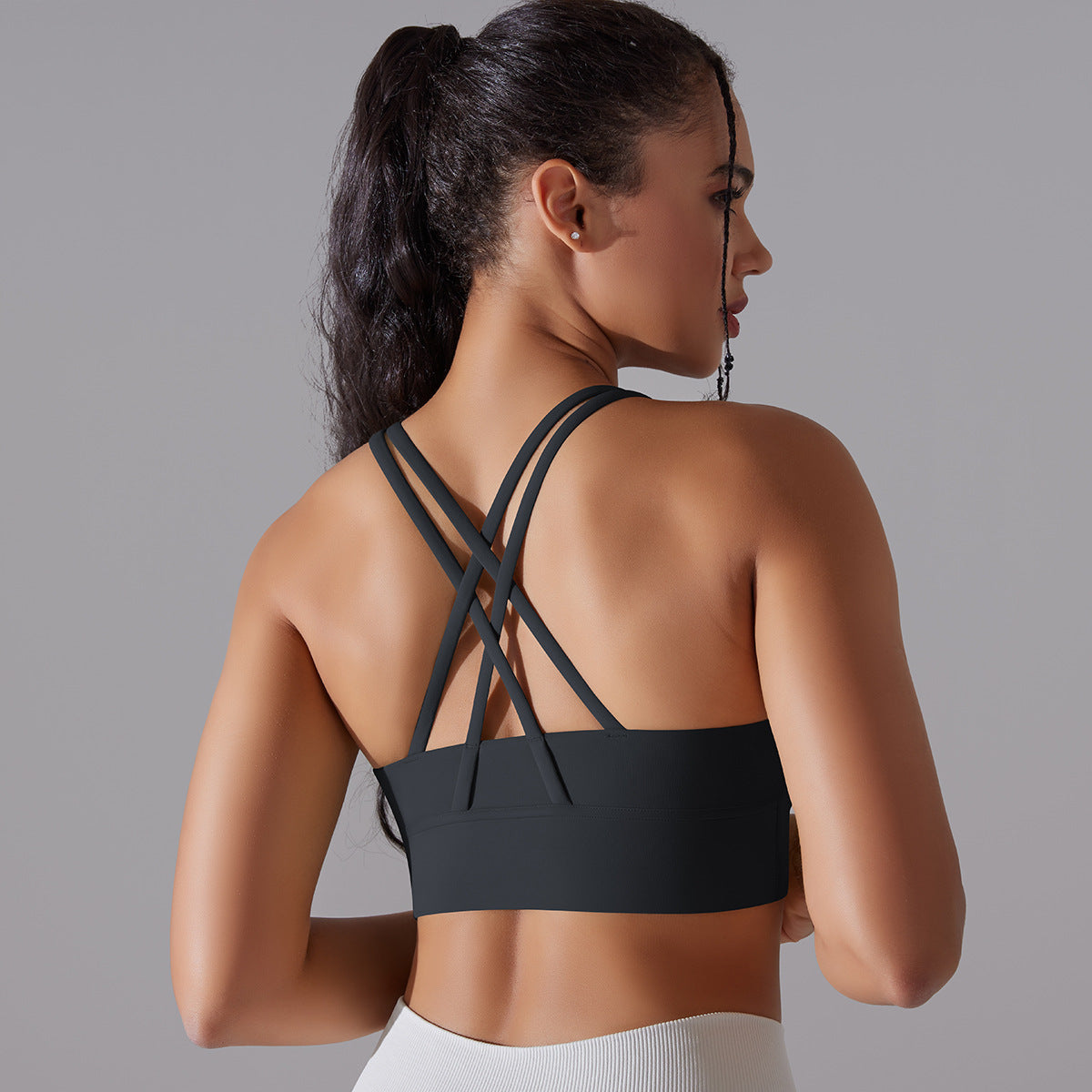 Double-Brushed Cross-Back Shockproof Sports Bra