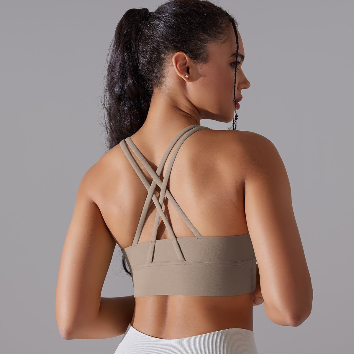 Double-Brushed Cross-Back Shockproof Sports Bra