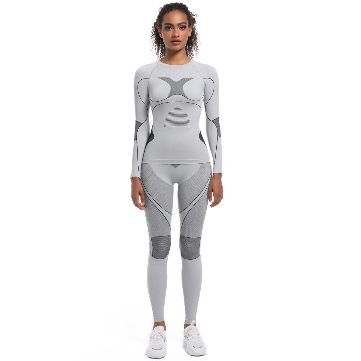 Seamless High-Stretch Long Sleeve Ski & Yoga Set for Women