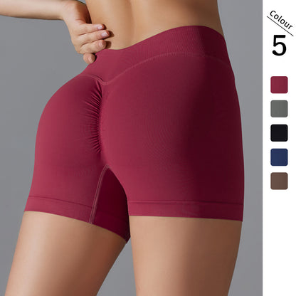 Seamless Knit V-Waist Peach Lift Yoga Shorts – 3-Inch Fit