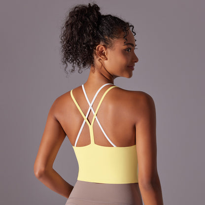 Double-Layer Cross-Back Yoga Bra