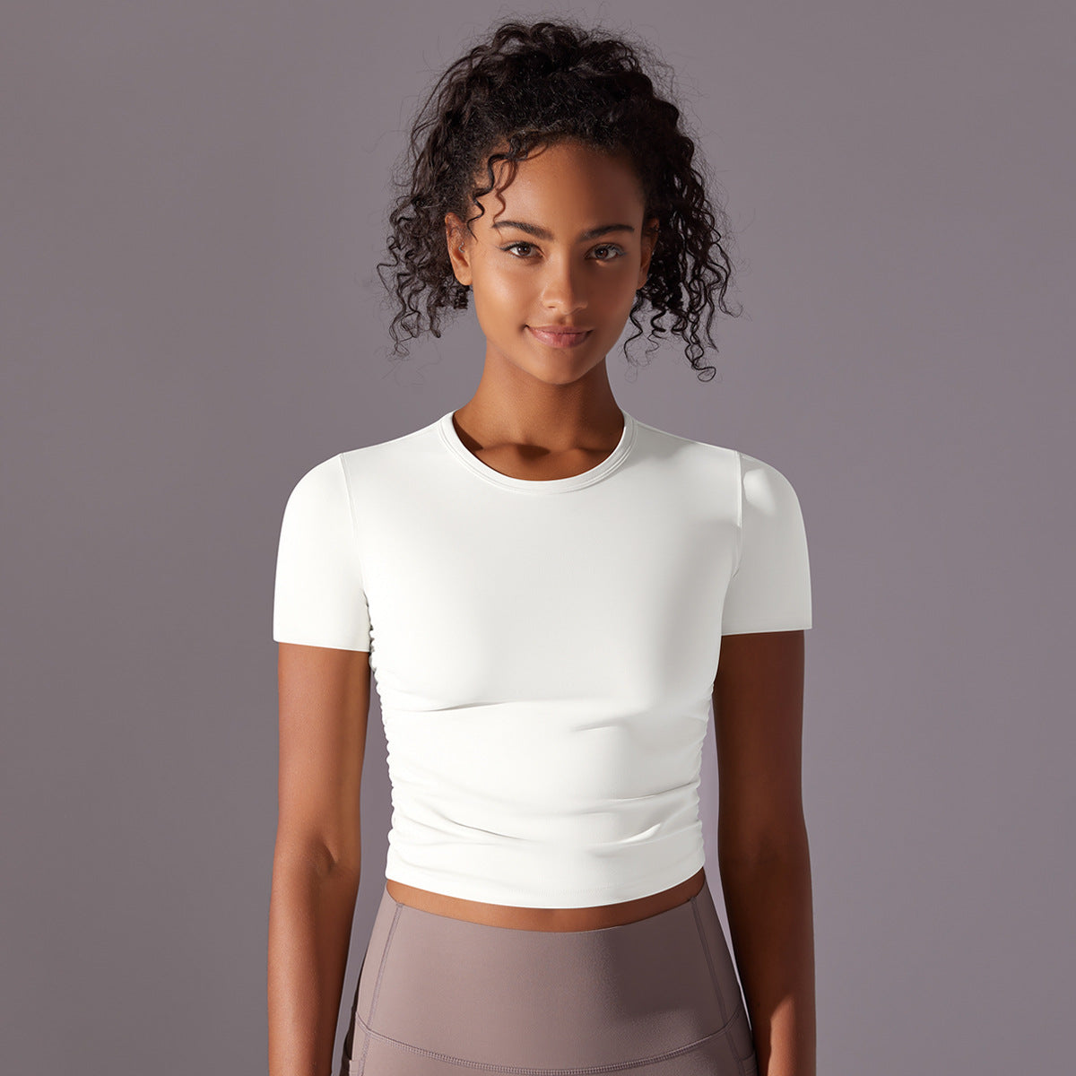 Ruched Tight-Fit Yoga Tee