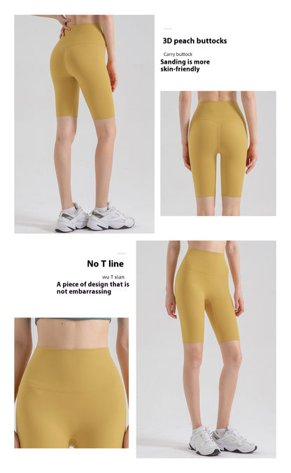 Classic Spring and Summer New Brushed Nude Feel Sports Five Points Yoga Pants Women's Sports Running Workout Shorts No Embarrassment Line