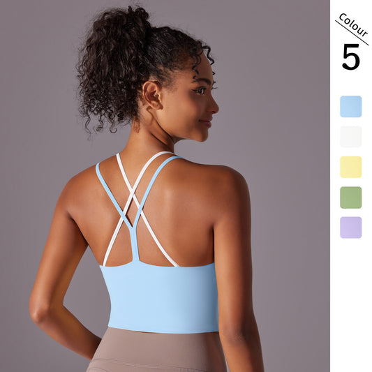 Double-Layer Cross-Back Yoga Bra