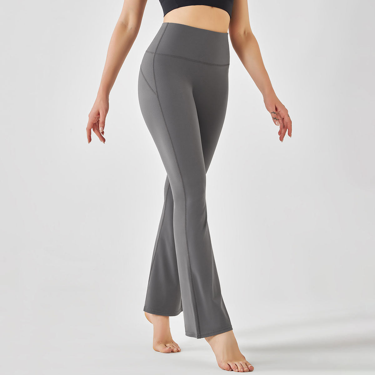 Classic Double-Sided Nylon Barely-There Flare Yoga Pants – Peach Lift Fit