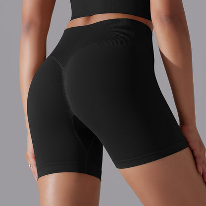 Seamless High-Waist Peach Lift Yoga Shorts – High-Stretch, 3-Inch Fit