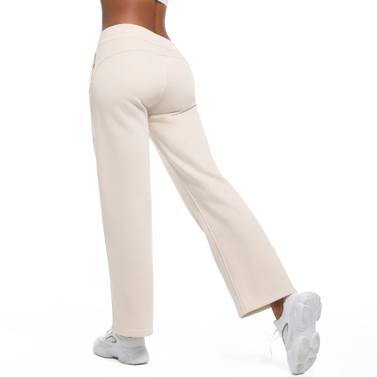 High-Waist Fleece-Lined Wide-Leg Yoga Pants – Loose Fit for Fall & Winter