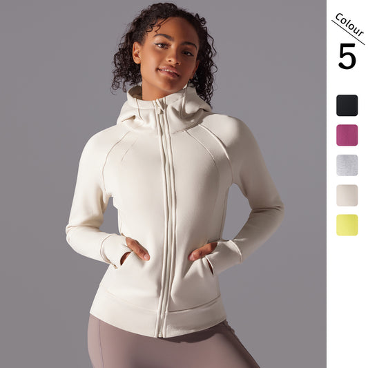 Solid Color Hooded Training Jacket – Thickened Outdoor Activewear