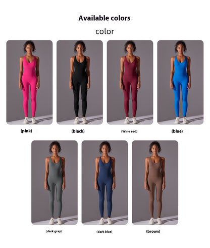 Fitted Solid Color Bodysuit – Breathable Backless Yoga Outfit