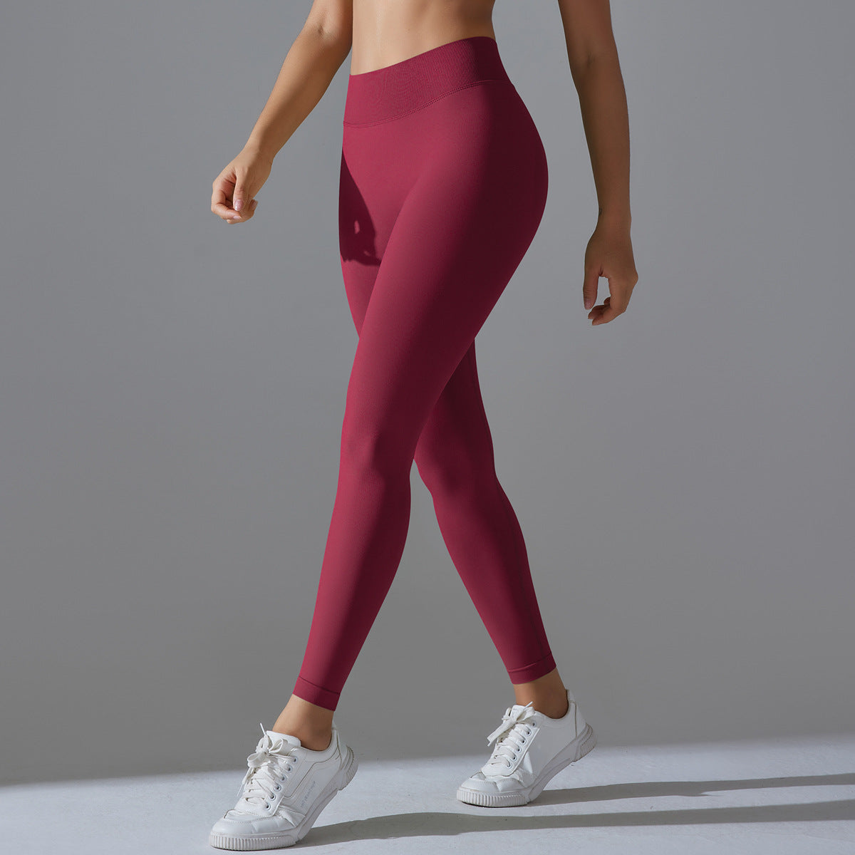 Seamless Knit V-Waist High-Stretch Yoga Leggings – Peach Lift Fit