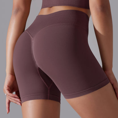 Seamless High-Waist Peach Lift Yoga Shorts – High-Stretch, 3-Inch Fit