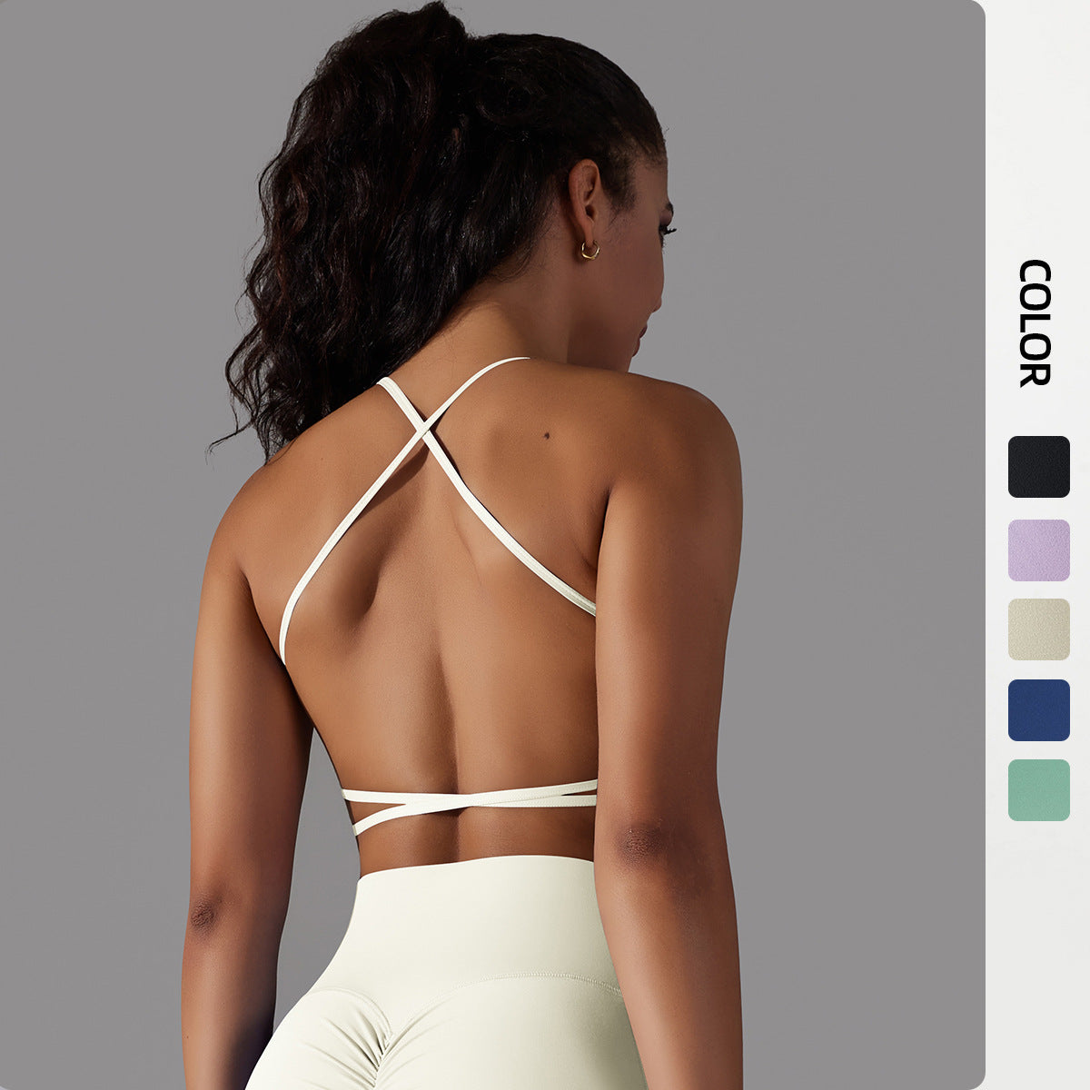 Brushed Nylon Cross-Back Sports Bra