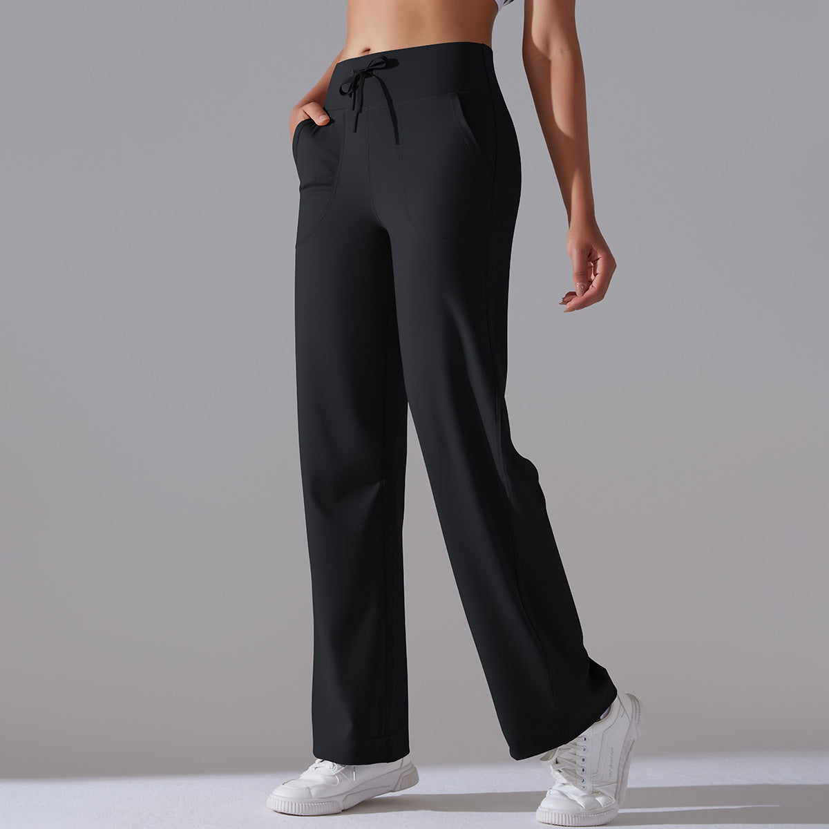 Brushed High-Waist Wide-Leg Yoga Pants – Breathable & Relaxed Fit