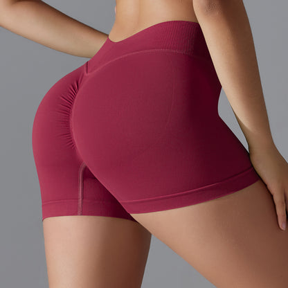 Seamless Knit V-Waist Peach Lift Yoga Shorts – 3-Inch Fit