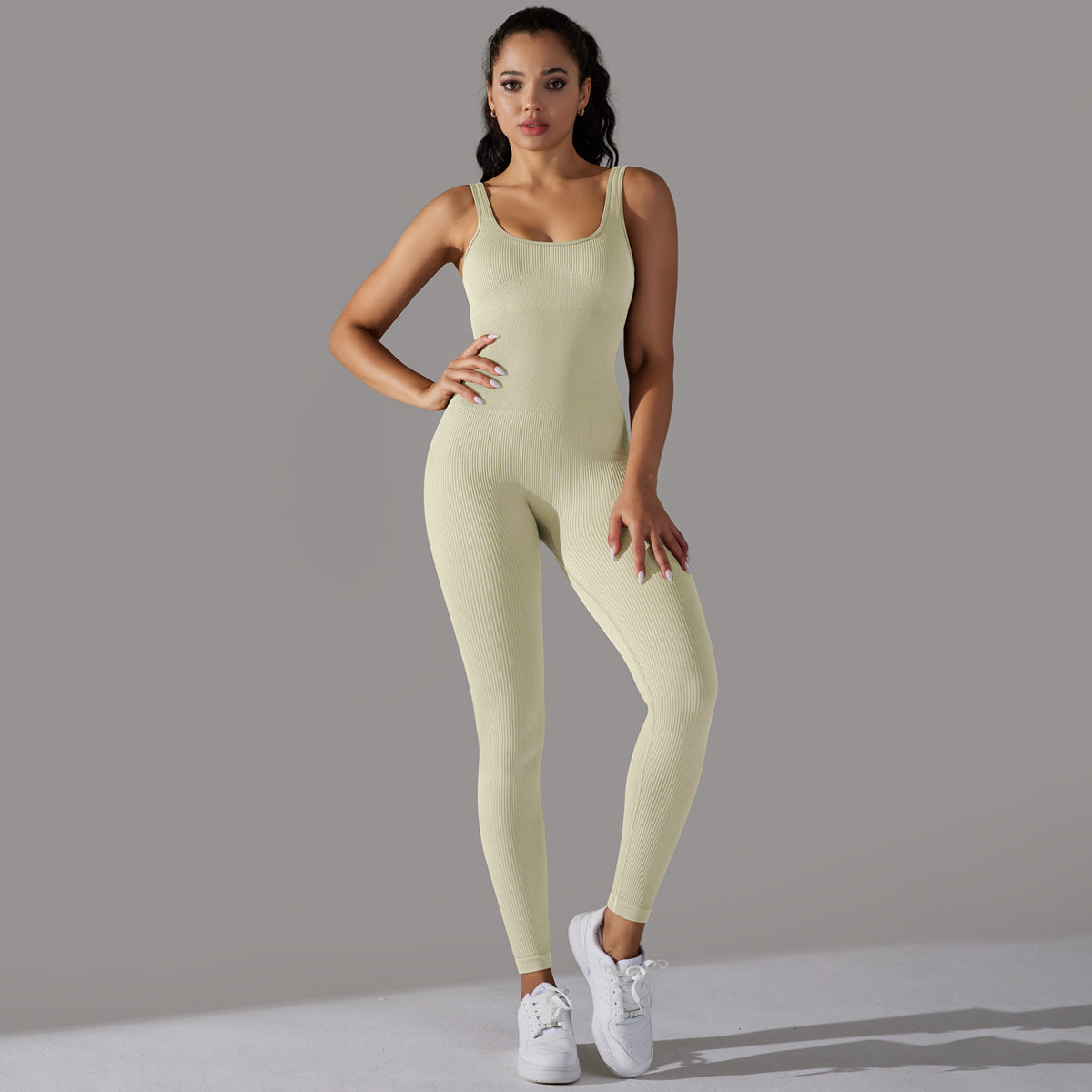 Seamless Ribbed Bodysuit – Solid Color Fitted Activewear