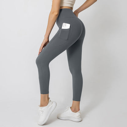 Double-Brushed Nylon High-Stretch Peach Lift Yoga Leggings – 9/10 Length