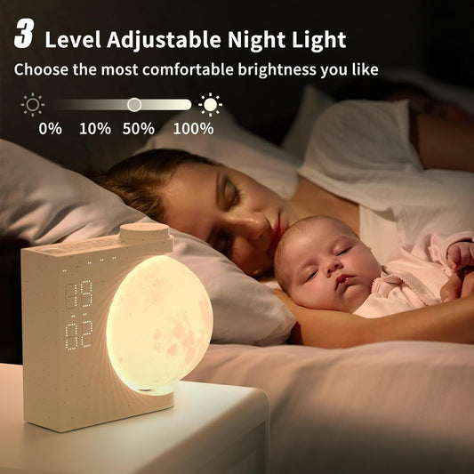 Lunar Glow 3-in-1 Sleep Aid – Mood Light + Smart Alarm + Music Playback via Bluetooth
