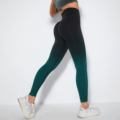 Seamless Gradient Smiley Yoga Leggings – Tight Fit & Peach Lift