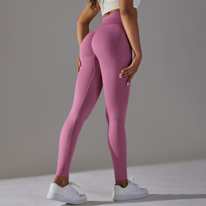 Seamless Knit High-Waist Smiley Yoga Leggings – Tummy Control & Peach Lift