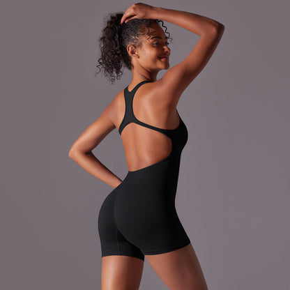 Fitted Solid Color Bodysuit – Breathable Backless Yoga Wear