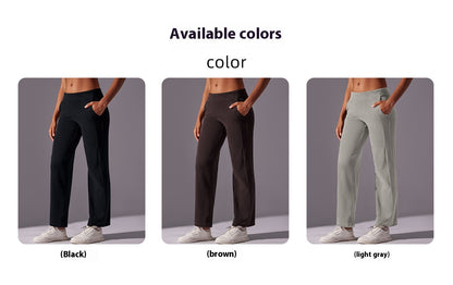 High-Waist Corduroy Ribbed Straight-Leg Yoga Pants – 9/10 Length