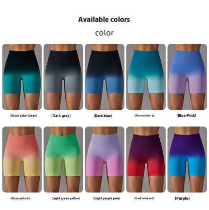 Seamless Candy Gradient High-Waist Training Shorts – 3-Inch Fit