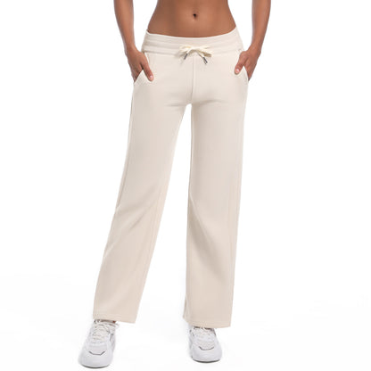 High-Waist Fleece-Lined Wide-Leg Yoga Pants – Loose Fit for Fall & Winter