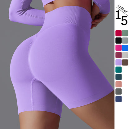 Seamless High-Waist Peach Lift Yoga Shorts – Tight Fit