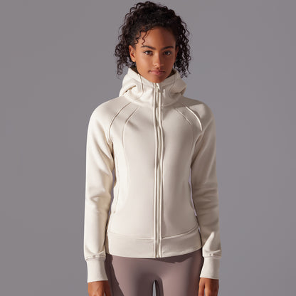 Solid Color Hooded Training Jacket – Thickened Outdoor Activewear