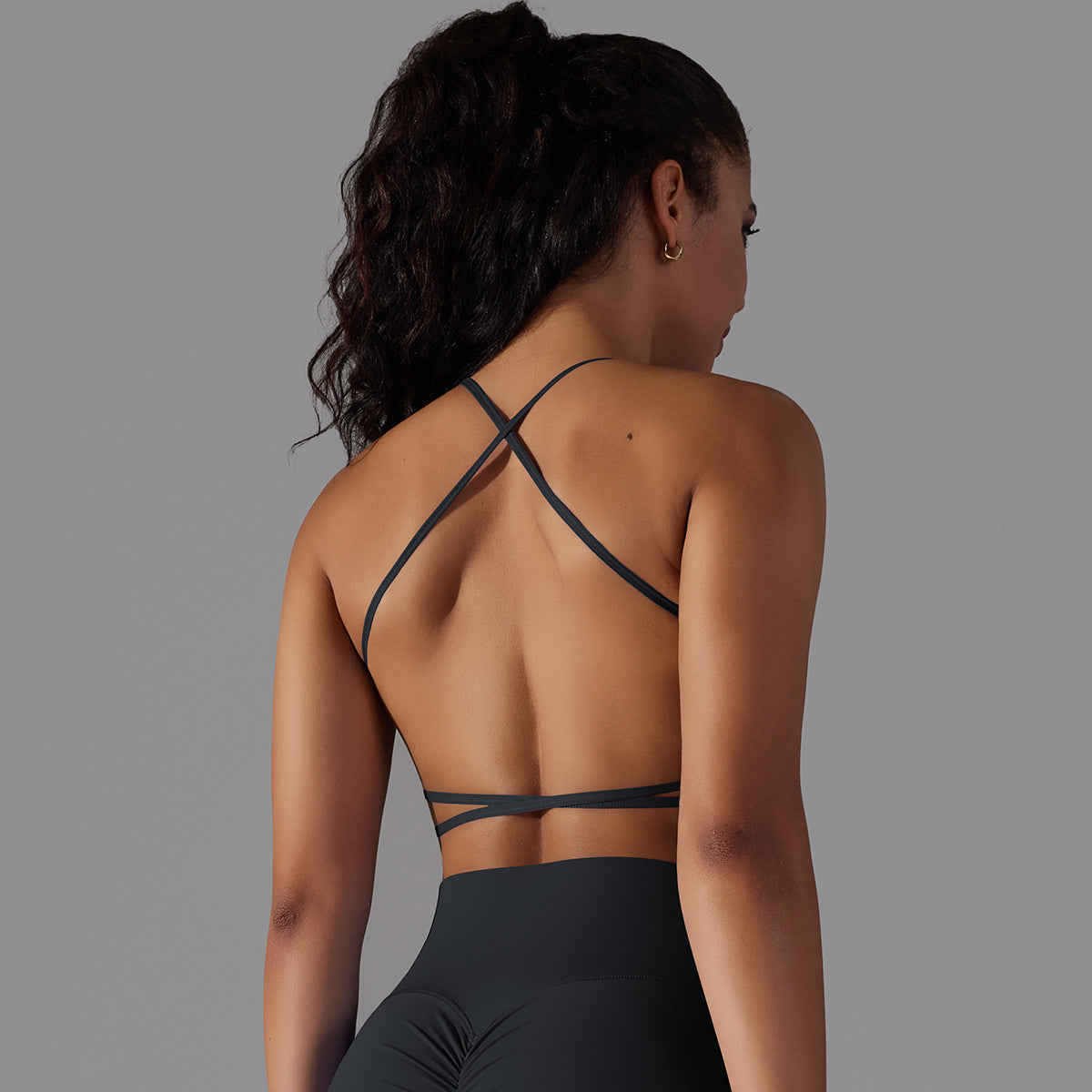 Brushed Nylon Cross-Back Sports Bra