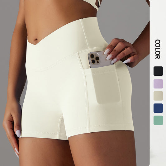 Double-Brushed Nylon V-Waist Pocket Yoga Shorts – 3-Inch Fit