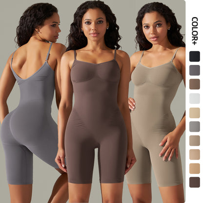 Seamless Knitted Bodysuit – High-Stretch Shaping Shorts