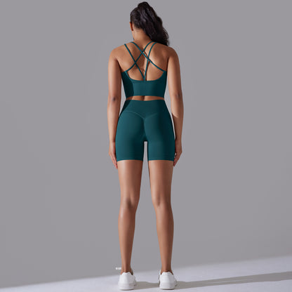 Seamless Knit Open-Back Yoga Set – 2-Piece High-Stretch Activewear