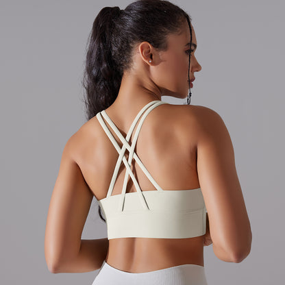 Double-Brushed Cross-Back Shockproof Sports Bra